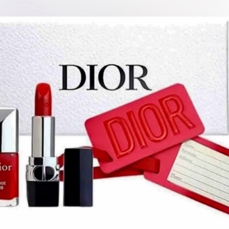 Nwit Holiday Collection Dior Travel Tags, Bold Red Lipstick And Nail Polish